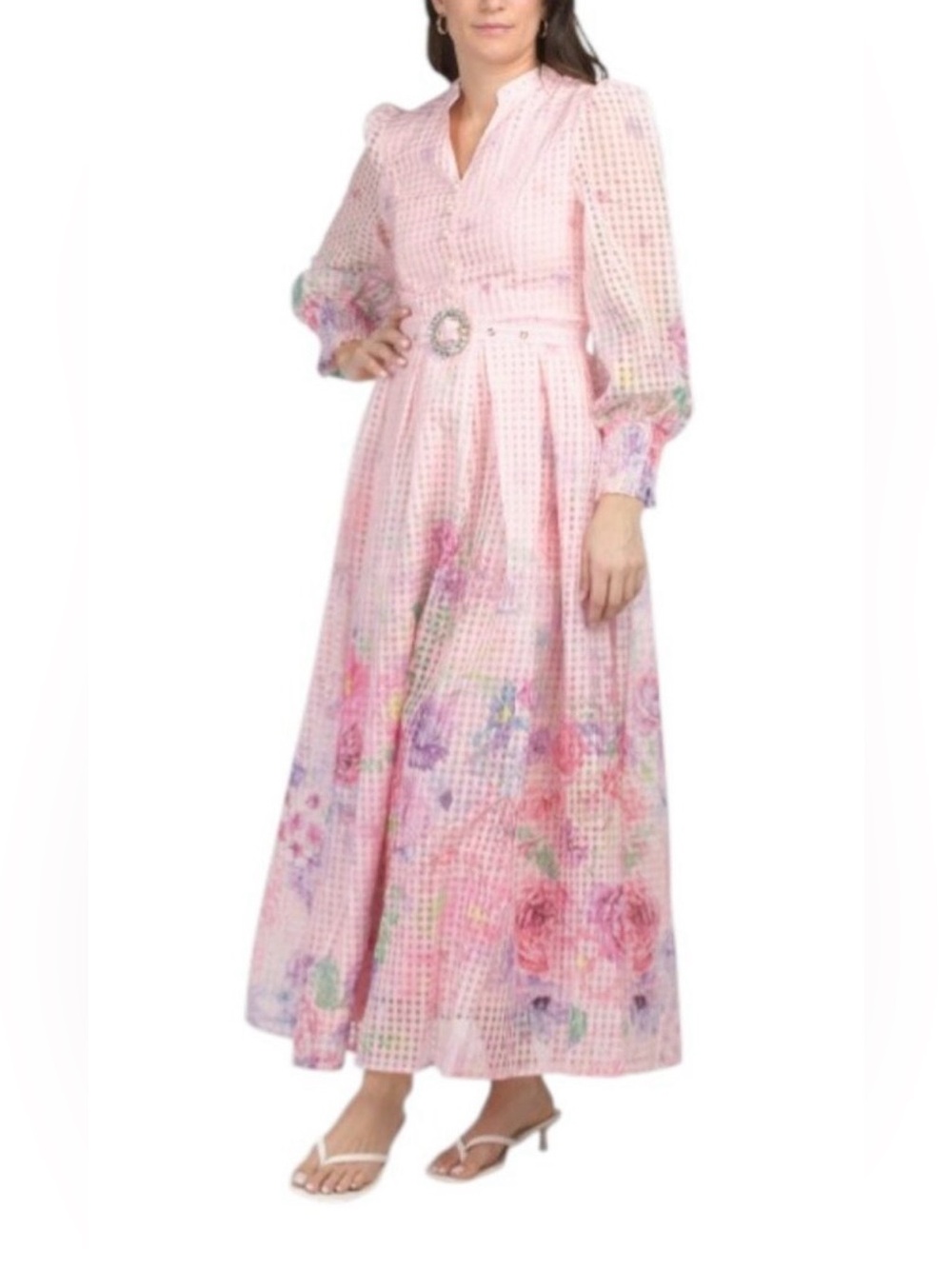 NWT DALIA MACPHEE Long Sleeve Floral Maxi Dress Size S 295$